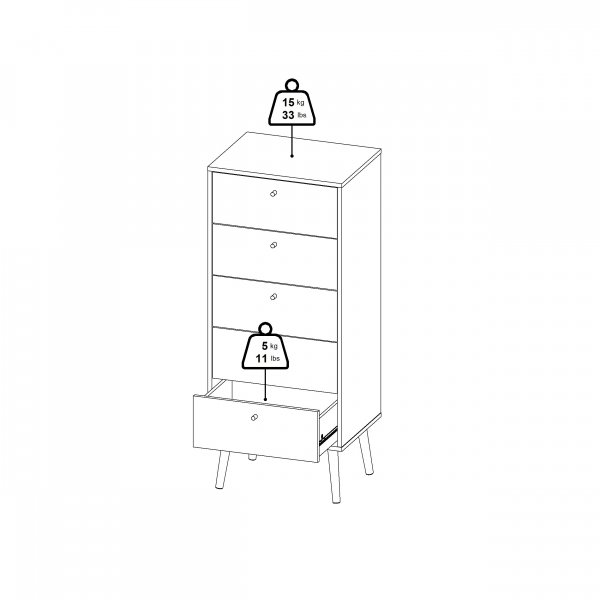 Bodo Byrå med 5 lådor - Matt grå Bodo Byrå med 5 lådor - Matt grå