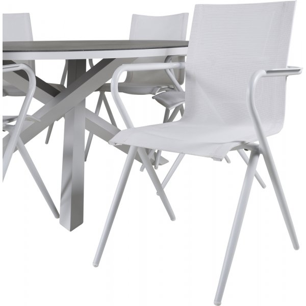 Copacabana utematgrupp med 6 st Alina stolar - Gr/Vit