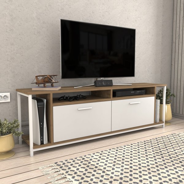 Banc multimdia Omar - Blanc/noyer