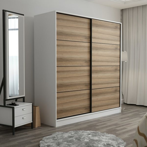 Kapusta garderob 220x52x210 cm - Vit/brun Kapusta garderob 220x52x210 cm - Vit/brun