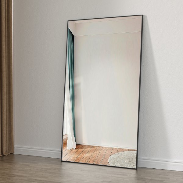 Helkroppsspegel 100 � 170 cm � Svart aluminiumram � Blanche