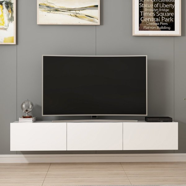 Meuble TV Rigel en blanc - 180 cm