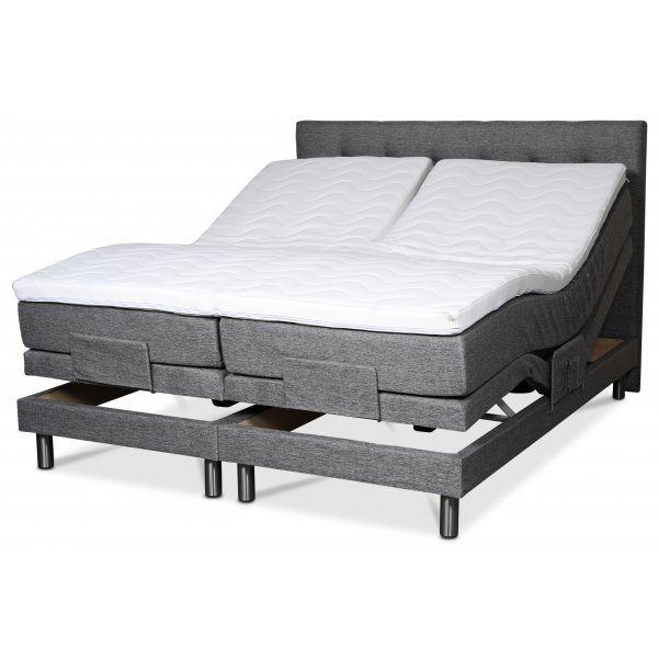 Klara compleet verstelbaar tweepersoonsbed met hoofdeinde 7-zone Pocket - Grijs