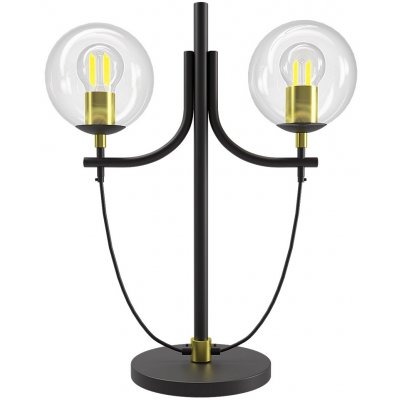 Glaslykta bordslampa H52 cm - Svart/Mssing