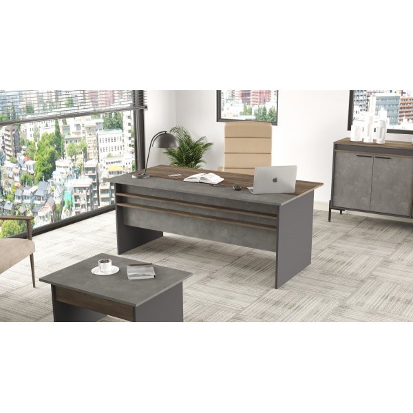 Vista skrivbord 180x89,5 cm - Brun/betong/antracit Vista skrivbord 180x89,5 cm - Brun/betong/antracit