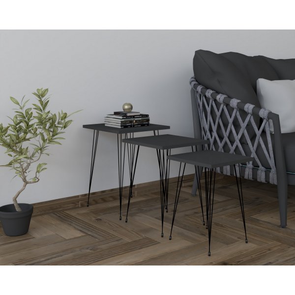 Table Mali 32/36/40 x 32/36/40 cm - Noir/anthracite