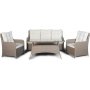 Ljus utegrupp; 3-sits soffa med bord och ftljer - Beige konstrotting