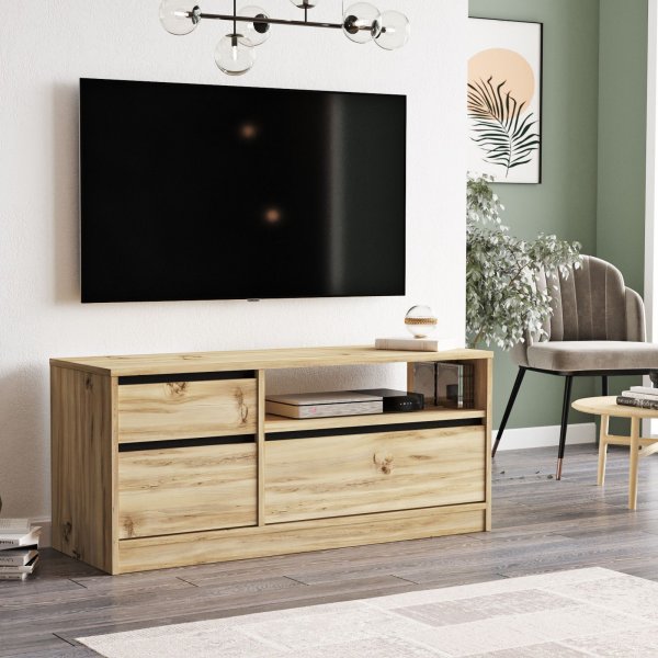 Luvio TV-bänk 7 - Ek/svart Luvio TV-bänk 7 - Ek/svart