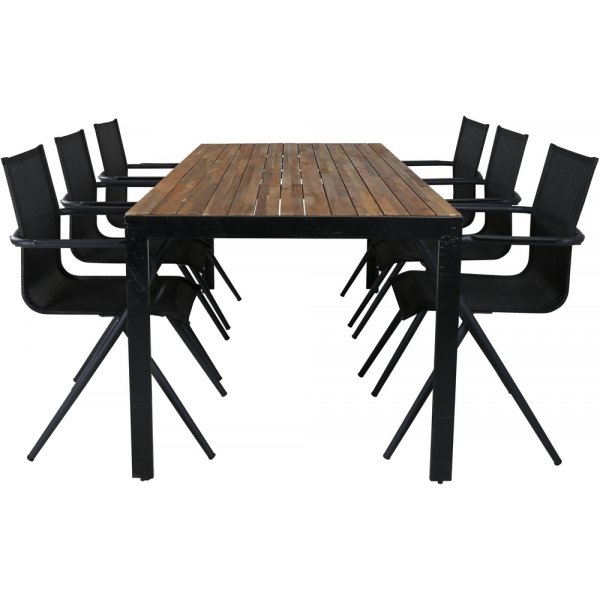 Bois utematgrupp med 6 st Alina stolar - Svart/Natur Bois utematgrupp med 6 st Alina stolar - Svart/Natur