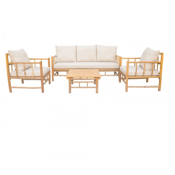 Tinka bambu utegrupp; 3-sits soffa med bord och 2 st fåtöljer - Bambu Tinka bambu utegrupp; 3-sits soffa med bord och 2 st fåtöljer - Bambu