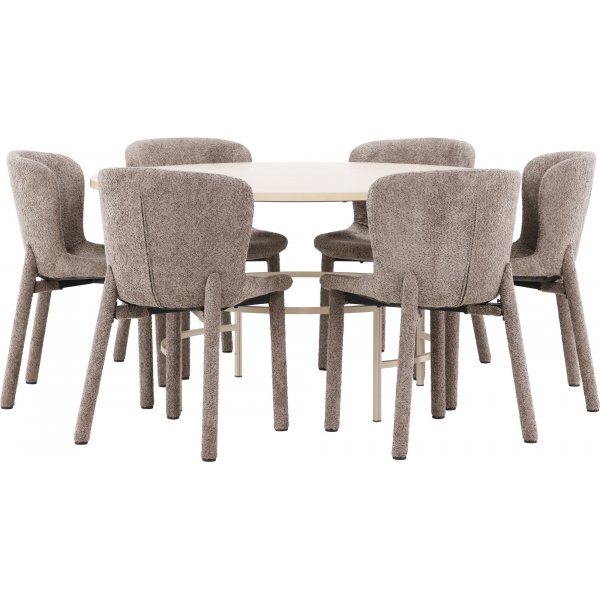 Matbord Copenhagen med 6 st Astoria stolar - Beige/whitewash + 6.00 x Stolsdyna