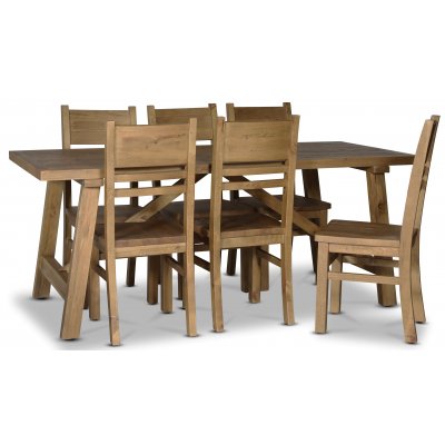 Woodforge matgrupp bord med 6 st stolar i återvunnet trä