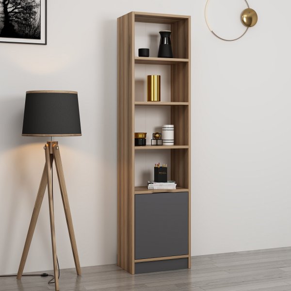 Elina boekenkast 1 - Walnoot/antraciet