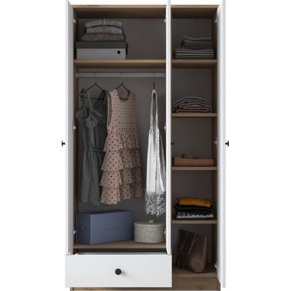 Mendy garderob 90 cm - Valnöt/vit Mendy garderob 90 cm - Valnöt/vit