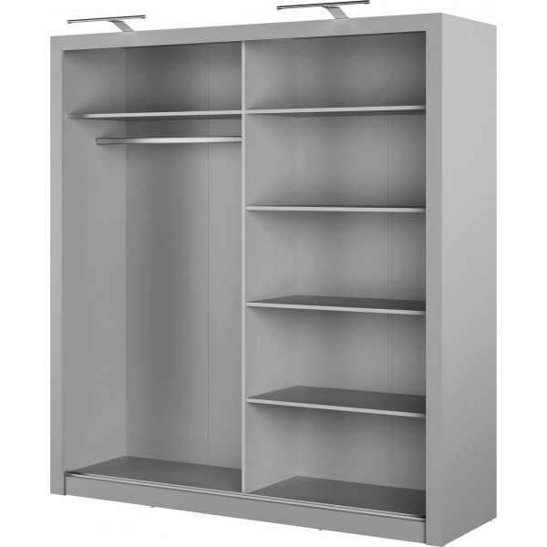 Einar kledingkast 16 met LED verlichting - Grijs Einar kledingkast 16 met LED verlichting - Grijs