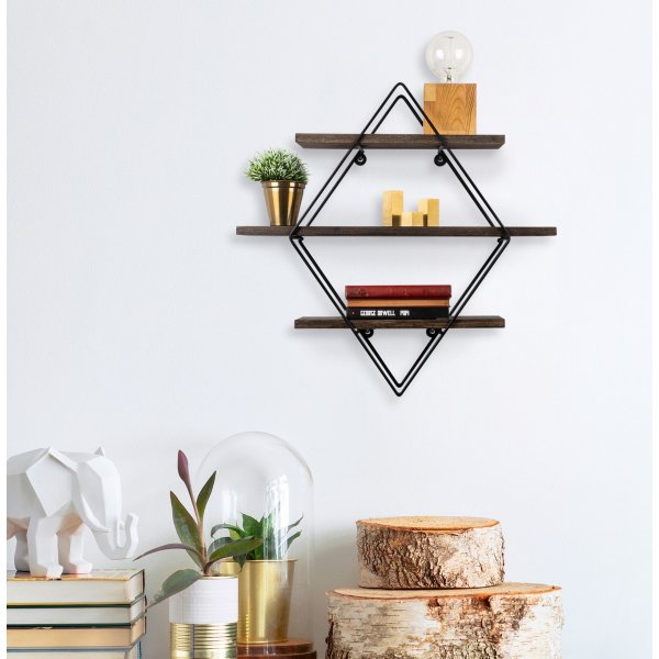 Erasmus wandplank - Zwart/walnoot Erasmus wandplank - Zwart/walnoot