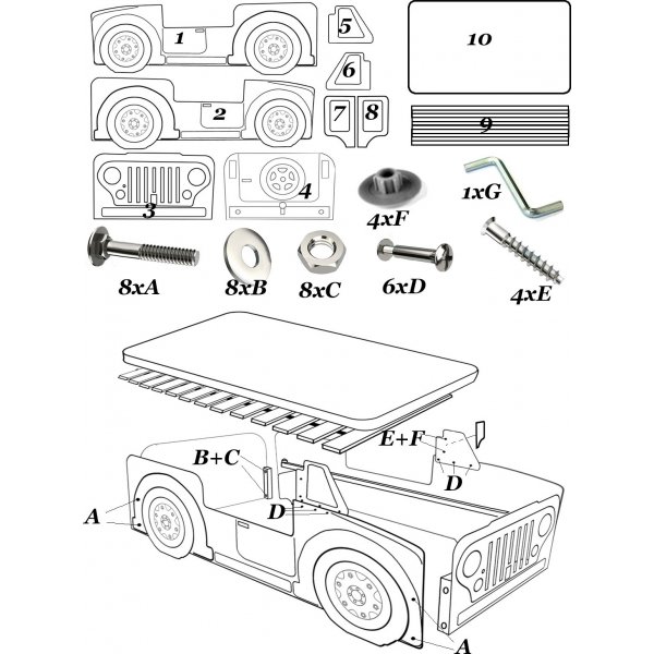 Jeep Army - Bilsäng - 90 x 190 cm Jeep Army - Bilsäng - 90 x 190 cm