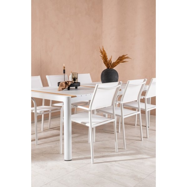 Togo utematgrupp med 6 st Santorini stolar - Teak/Vit