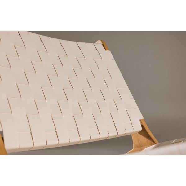 Chaise longue Rike - PU crème/teck Chaise longue Rike - PU crème/teck