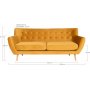 Monte 3-sits soffa - Gul/bok