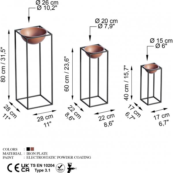 Pot Plato 19 - Noir/cuivre