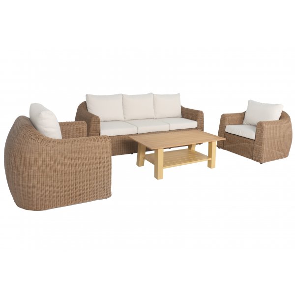 Utegrupp XL 2 st fåtöljer med 3-sits soffa och bord Utegrupp XL 2 st fåtöljer med 3-sits soffa och bord