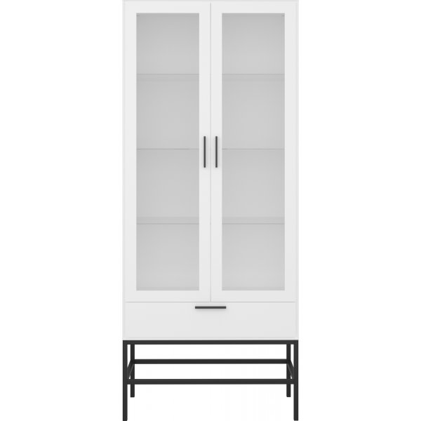 Slimline vitrinskåp - Vit/svart Slimline vitrinskåp - Vit/svart