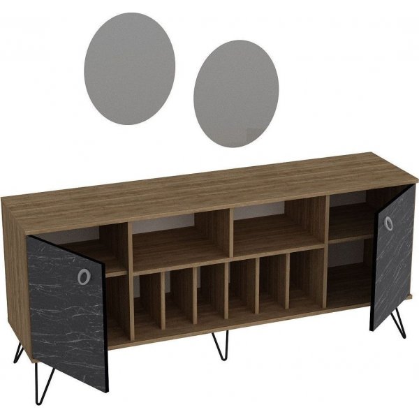 Lorenz sknk med speglar - Valnt/svart