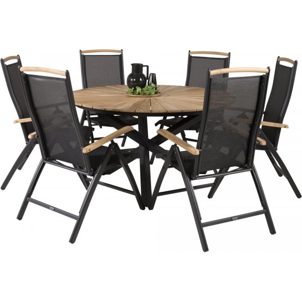 Mexico utematgrupp med 6 st Panama stolar - Svart/Natur Mexico utematgrupp med 6 st Panama stolar - Svart/Natur