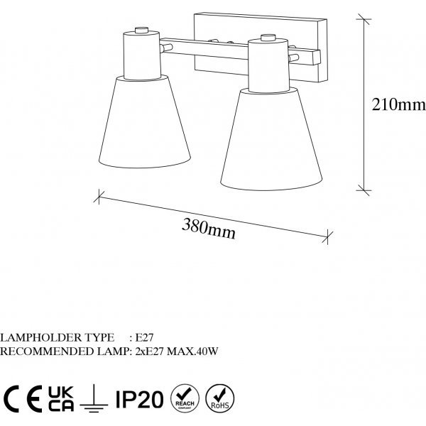 Gunnel wandlamp 13093 - Goud