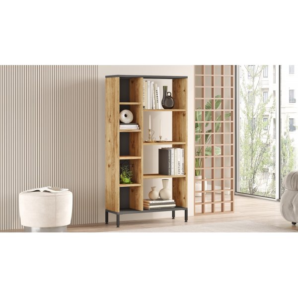 Rialto boekenkast - Grenen/antraciet Rialto boekenkast - Grenen/antraciet