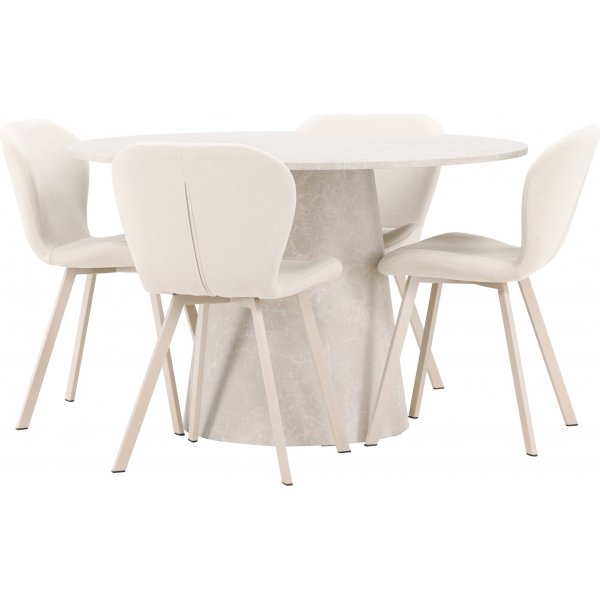 Matbord Lanzo med 4 st Lilja stolar - Beige + 3.00 x Mbeltassar