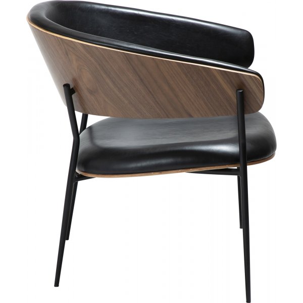 Chaise longue pour berceau - PU noir/placage noyer