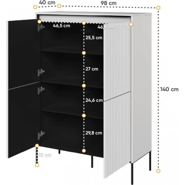 Trend skåp H140 cm - Vit/svart Trend skåp H140 cm - Vit/svart