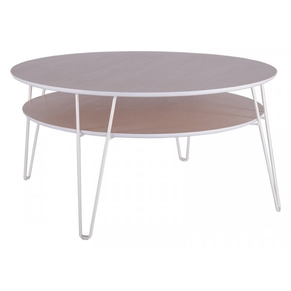 Leon soffbord rund 100 cm - Ljus ek / vit