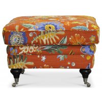 Savoy fotpall med blommigt tyg - Havanna Terracotta Savoy fotpall med blommigt tyg - Havanna Terracotta