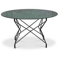 Soffbord Star 90 cm - Grönt marmorerat glas / svart underrede
