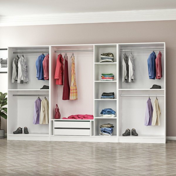 Armoire Larett 315 cm, variante A - Blanc