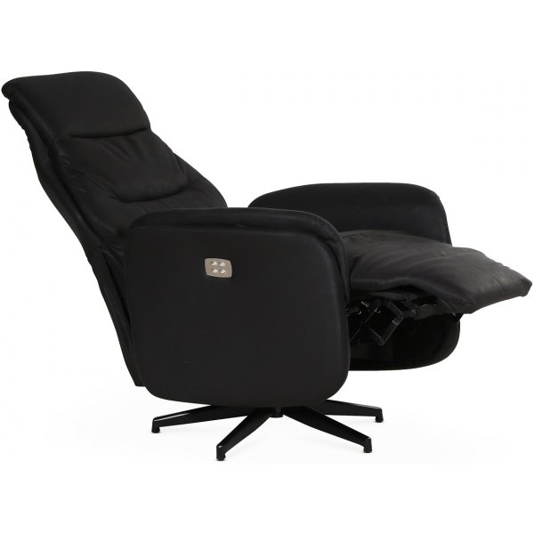 Comfort Saga (el) reclinerfåtölj med inbyggt fotstöd - Svart ecoläder Comfort Saga (el) reclinerfåtölj med inbyggt fotstöd - Svart ecoläder