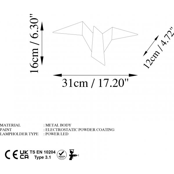 Pacali wandlamp 31 x 16 cm - Goud