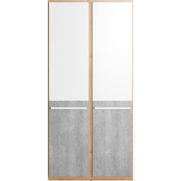 Armoire Plano 90 cm - Chêne Nash/blanc/gris Armoire Plano 90 cm - Chêne Nash/blanc/gris