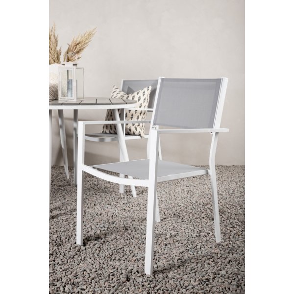 Break utematgrupp med 4 st Copacabana stolar - Grå/Vit Break utematgrupp med 4 st Copacabana stolar - Grå/Vit