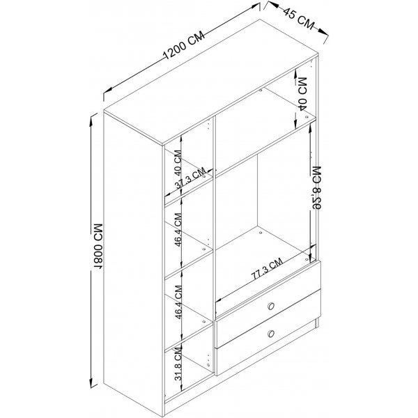 Armoire Yaman 120 x 45 x 180 cm Variante A - Blanc mat Armoire Yaman 120 x 45 x 180 cm Variante A - Blanc mat
