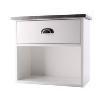 Sängbord Hugo vägghängt med 1 låda - Vit/Cement Sängbord Hugo vägghängt med 1 låda - Vit/Cement