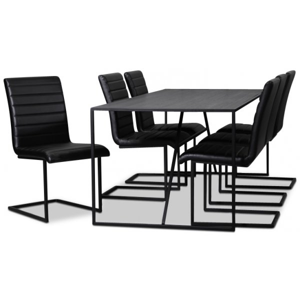 Lazio matgrupp 195 cm bord med 6 st Lazio stolar - Brun/Svart Lazio matgrupp 195 cm bord med 6 st Lazio stolar - Brun/Svart