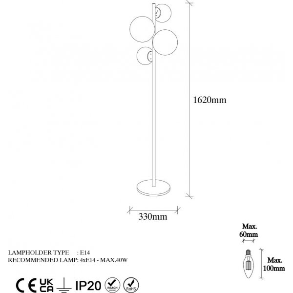 Lampadaire  facettes 10524 - Antique