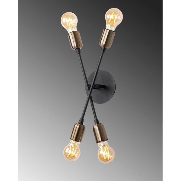 Uitlopende wandlamp 3401 - Zwart