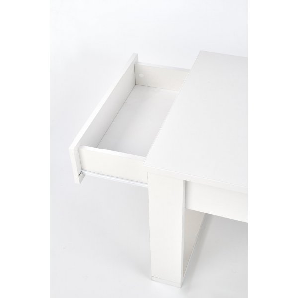 Table basse blanche avec tiroirs de rangement 110x60 cm