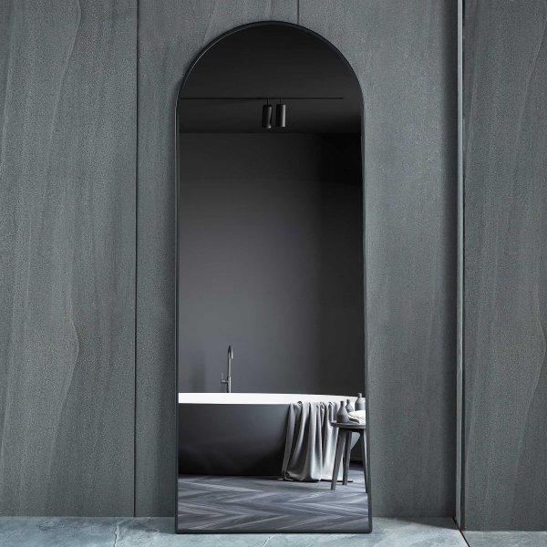 Helkroppsspegel 70 � 185 cm Valvformad - Svart ram