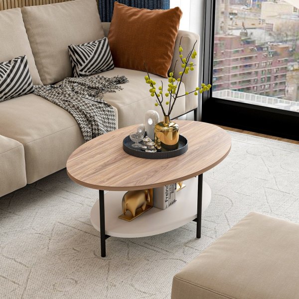 Elis soffbord 90 x 60 cm - Ek/vit Elis soffbord 90 x 60 cm - Ek/vit